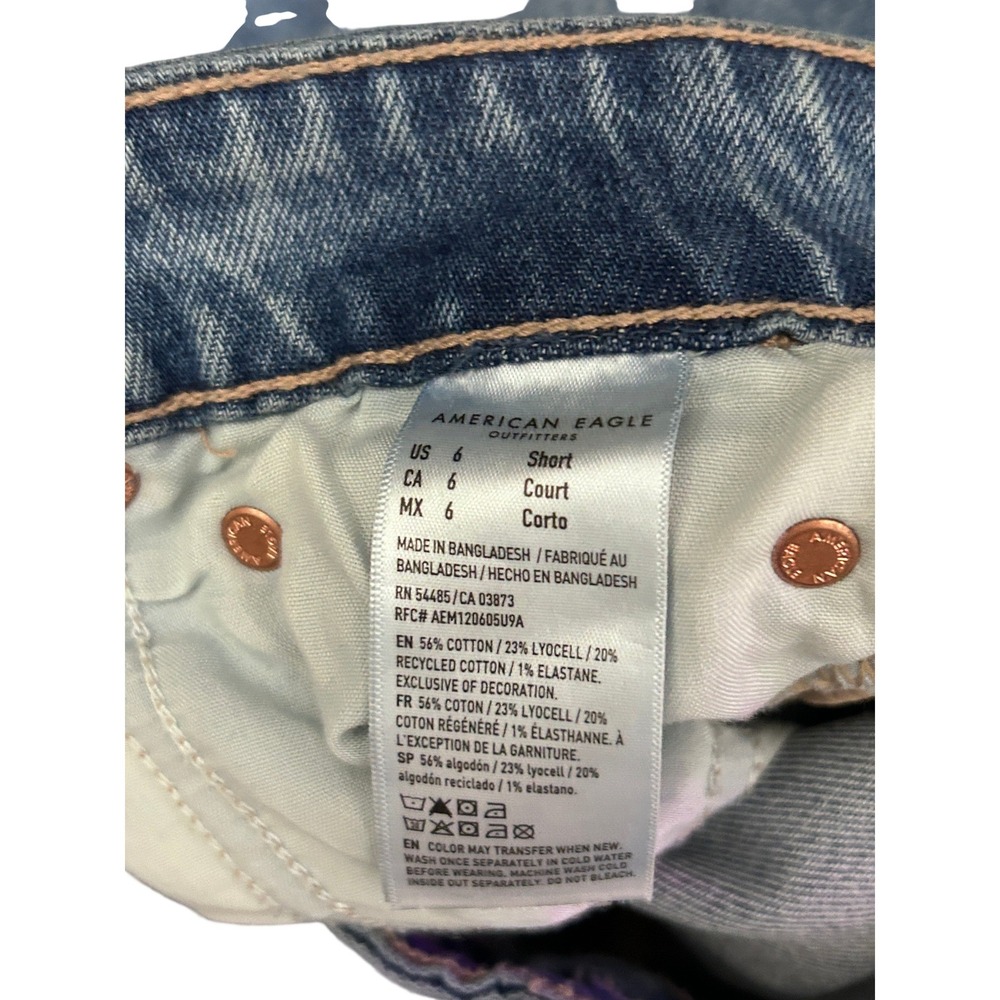 American Eagle High Rise Flare Jeans Womens 6 Short Light Wash Stretch Y2K - Picture 5 of 8